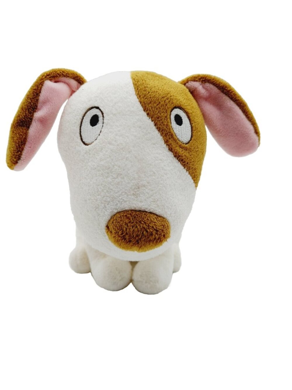 Hallmark White Brown Pink Ear Puppy Dog 8" Plush Stuffed Animal 2012 Sewn Eyes